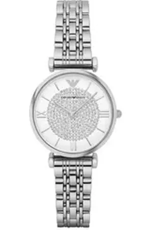 Emporio Armani Luxusuhr Damenuhr-Zweizeiger-Armbanduhr aus Edelstahl, 32 mm Gehäusegröße