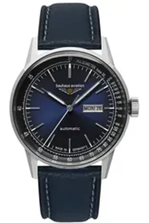 Bauhaus Automatikuhr Aviation Herrenuhr Automatik mit Wochentagsanzeige und Lederarmband