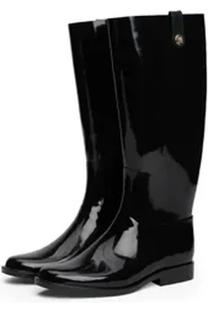 Tommy Hilfiger TH STUD RUBBER LONG RAINBOOT Stiefel, Gummistiefel, Langschaftstiefel, Schlupfstiefel mit TH-Logo-Niete schwarz 36 EU