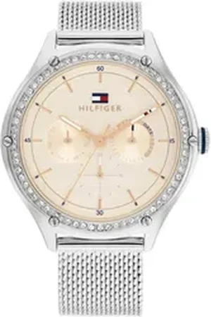 Tommy Hilfiger Multifunktionsuhr CLASSIC 1782654, Quarzuhr, Armbanduhr, Damenuhr, Datum, Edelstahlarmband silberfarben