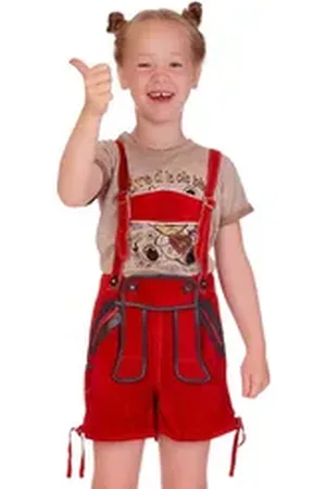 Isar Lederhose Lederhose Kinder - JASCHA - rot rot 128