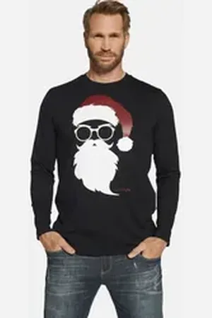 Jan Vanderstorm Langarmshirt REEVERT mit Nikolaus-Motiv schwarz 4XL (68/70)