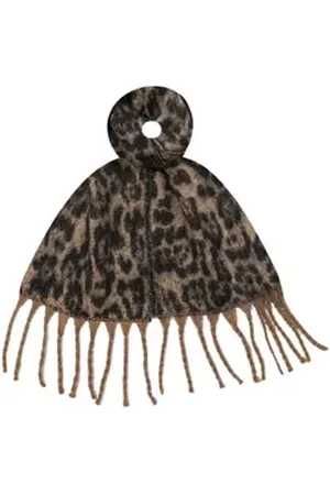 Adel Bags Modeschal Trendiger & Hochwertiger Schal mit Leopardenmuster und Fransen braun