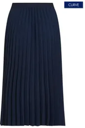 Tommy Hilfiger Plisseerock CRV FLUID PLEATED MIDI SKIRT in Großen Größen, Logo-Print blau 52