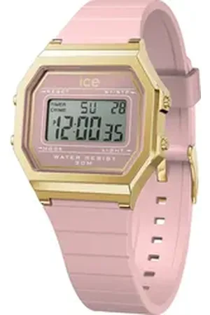 Ice-Watch Chronograph ICE digit retro - Small 022056, Armbanduhr, Quarzuhr, Damenuhr, Silikonarmband, Datum rosa