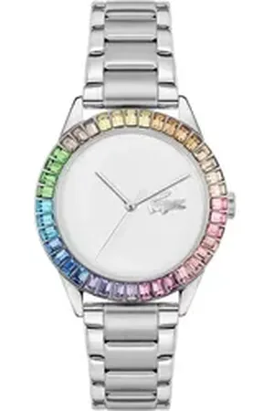Lacoste Quarzuhr LADYCROC 2001409, Armbanduhr, Damenuhr, Edelstahlarmband, analog, Glaskristalle silberfarben