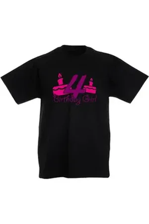 G-graphics T-Shirt 4 – Birthday Girl Kinder T-Shirt mit Motiv zum Geburtstag schwarz 128