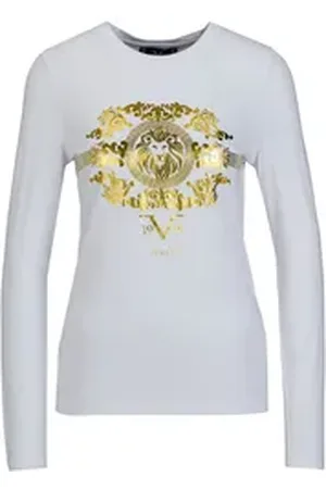 19V69 Italia Langarmshirt CARLIA Exklusives Damen Langarmshirt mit goldenem Löwen-Print weiß L