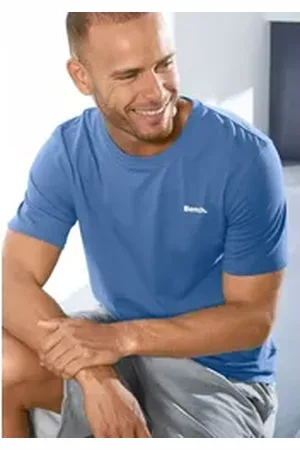 Bench T-Shirt mit kleinem Markenaufdruck vorn blau L (52/54)