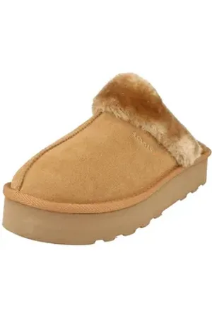 QS by s.Oliver Damen Leder 5-27107-43 Pantoffeln gefüttert Hausschuh gepolstert braun 41 EU