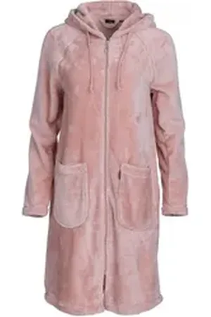WeWo fashion Damenbademantel 6601, Kurzform, Wellsoft-Microfaser, Kapuze, Reißverschluss, unübertroffen kuschelig rosa L