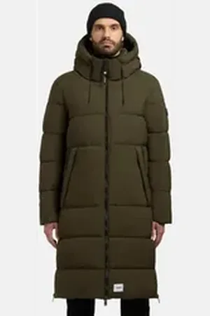 Khujo Steppmantel Rigo Matt-YM Warmer Herren Puffermantel mit Rucksack-Trägern grün M (50)