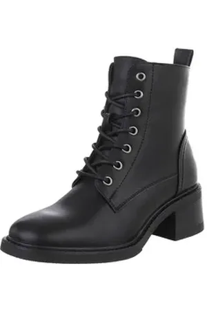 Ital-Design Damen Schnürschuhe Freizeit Schnürstiefelette (88460441) Blockabsatz Stiefeletten in Schwarz schwarz 41 EU