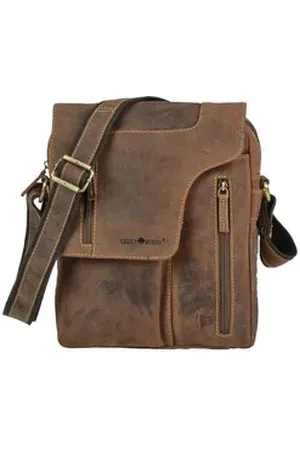 Greenburry Umhängetasche "Vintage" Leder, used Look, Schultertasche, Herrentasche, 25x30cm braun
