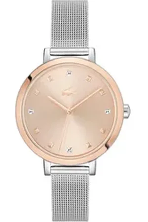 Lacoste Quarzuhr RIGA 2001414, Armbanduhr, Damenuhr, Edelstahlarmband, analog, Glaskristalle silberfarben