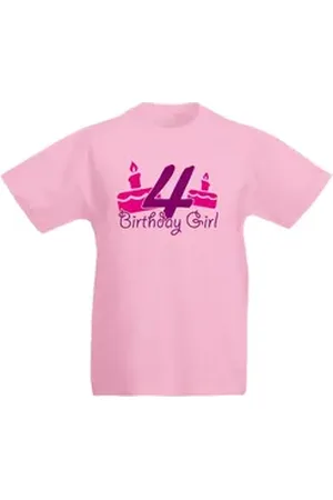G-graphics T-Shirt 4 – Birthday Girl Kinder T-Shirt mit Motiv zum Geburtstag rosa 104