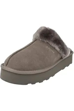 QS by s.Oliver Damen Leder 5-27107-43 Pantoffeln gefüttert Hausschuh gepolstert grau 42 EU