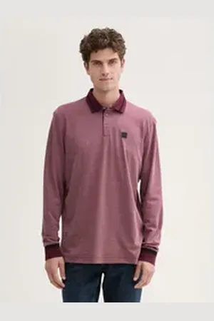 TOM TAILOR Langarm-Poloshirt Langarm Poloshirt mit Logo Badge mit Logo Badge blau XXL