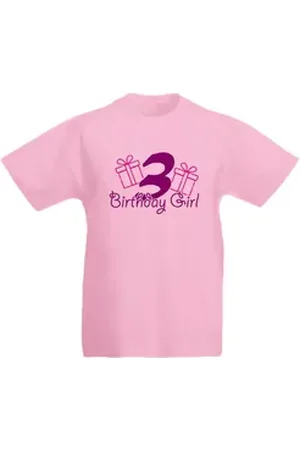 G-graphics T-Shirt 3 – Birthday Girl Kinder T-Shirt mit Motiv zum Geburtstag rosa 104