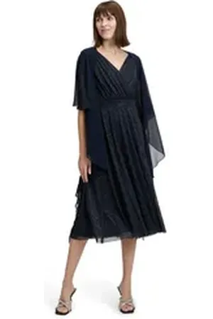 Vera Mont Multifunktionstuch Chiffonstola mit Volant, Nahtführung blau S