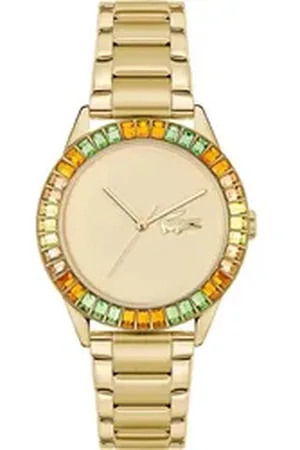 Lacoste Quarzuhr LADYCROC 2001410, Armbanduhr, Damenuhr, Edelstahlarmband, analog, Glaskristalle goldfarben