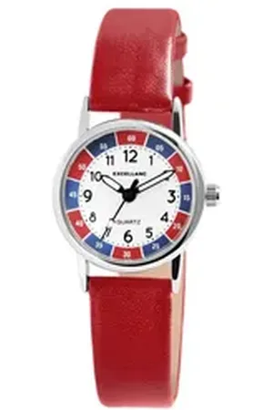 Excellanc Quarzuhr 4900004 Kinderlernuhr mit Lederimitationsarmband, blau