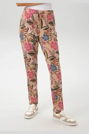 Aniston Schlupfhose mit großflächigen Blüten und Blättern bedruckt - NEUE KOLLEKTION beige|blau|braun|bunt|gelb 36
