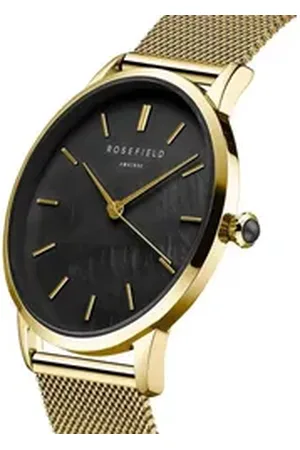 ROSEFIELD Quarzuhr Damenuhr Pearl Edit Mesh Schwarz Gold Perlmutt RBGMG-R07 goldfarben