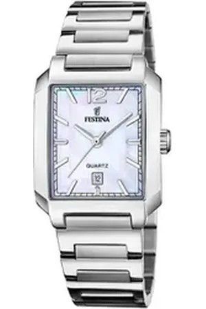 Festina Quarzuhr On The Square F20679/2, Armbanduhr, Damenuhr, Edelstahlarmband, Datum silberfarben