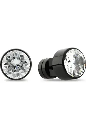 FAVS Paar Ohrstecker Herren-Ohrstecker Edelstahl 2 Zirkonia schwarz