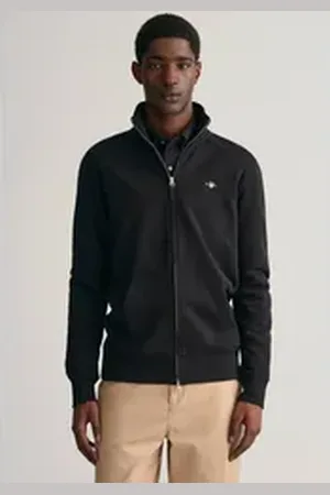 GANT Sweatjacke REG SHIELD FULL ZIP SWEAT mit Logostickerei auf der Brust schwarz M