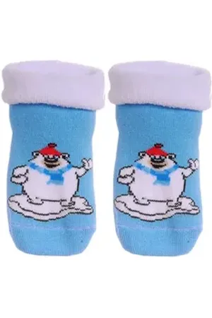 Martinex Thermosocken Baby Socken weihnachtliche Frottee Söckchen mit Weihnachtsmann mit Weihnachtsmuster, 20 21 22 23 24 25, weich, warm blau 23-25