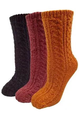 Capelli new york Kuschelsocken (Set, 3er-Pack) mit Zopfmuster bunt|gelb|rot|schwarz 35-38