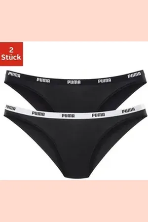 PUMA Bikinislip Iconic (Packung, 2er-Pack) mit schmalem Logo-Webbündchen schwarz L
