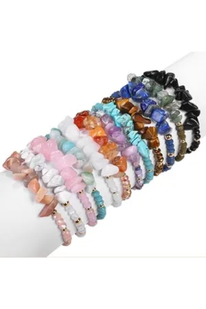 Eyecatcher Armkette Armband aus bunten Natursteinen größenvestellbar Nylonband (kein Set) bunt