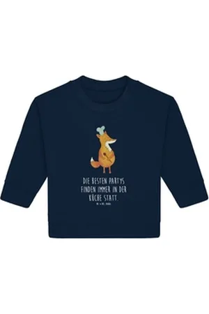 Mr. & Mrs. Panda Longpullover Fuchs Koch 12. - 18. Monat - French Navy - Geschenk, Chefkoch, Bäcker (1-tlg) blau 12. - 18. Monat