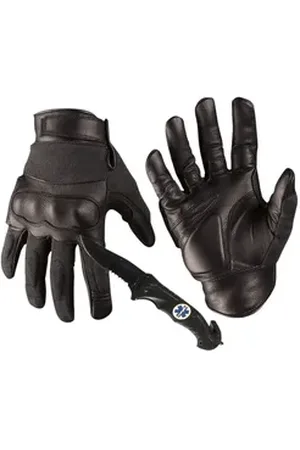 Mil-tec Lederhandschuhe Security Tactical Schnittschutz Handschuhe mit Knöchelschutz Schwarz schwarz XXL