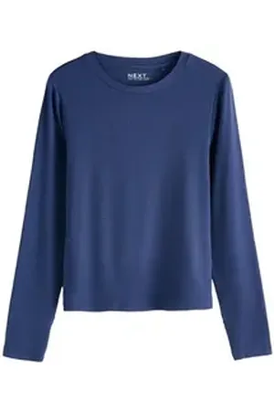 Next Langarmshirt Weiche, gerippte Langarmshirts mit Lyocell (1-tlg) blau L