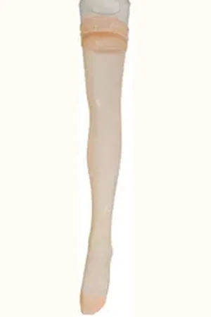 BELLY CLOUD Halterlose Feinstrümpfe Halterlose Strümpfe mit Spitzenband 15DEN beige S