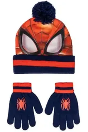 Disney Spiderman Bommelmütze Spider-Man Bommelmütze und Handschuh Set, Avengers, Spidermann rot