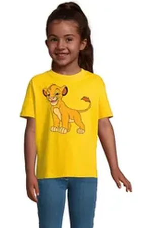 Blondie & Brownie T-Shirt Simba Kinder Unisex – König der Löwen, weiches Baumwollshirt gelb 8 Jahre (118/128)