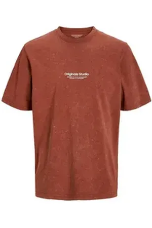 JACK & JONES T-Shirt JORVESTERBRO WASH TEE (1-tlg) legerer Schnitt rot 140