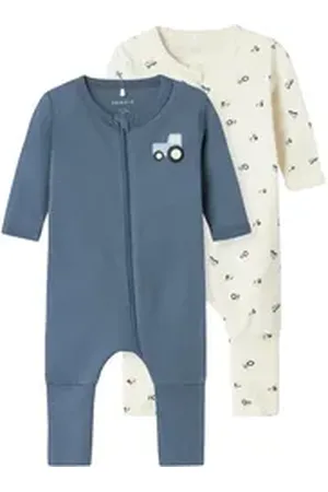 NAME IT Schlafoverall NBMNIGHTSUIT 2P ZIP FF JET TRACTOR blau 80