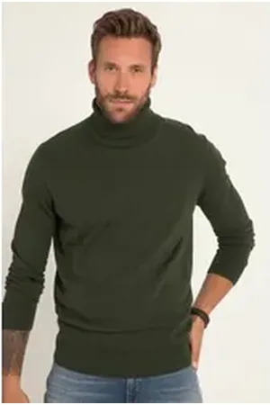 JP 1880 Rundhalspullover Rollkragenpullover Feinstrick grau|grün XL