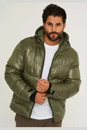 Soul Star Winterjacke S2VADUZ Herren Pufferjacke mit Kapuze warme Steppjacke grün L