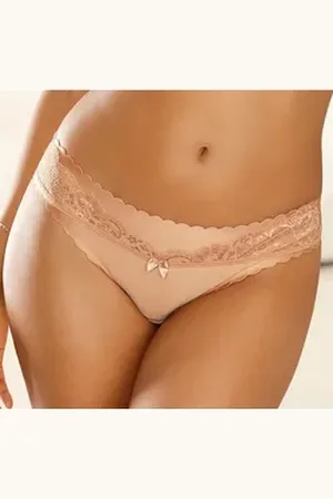 Lascana Bikinislip mit extra flachen Kanten und feiner Spitze braun 44/46