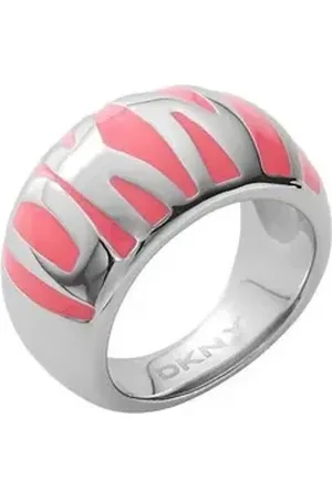 DKNY Fingerring Damen, aus Edelstahl, Silber/Rosa, Gr. 50 (15,9mm) silberfarben