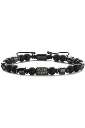 Karma Armband Schwarz Zirkone Metall Herren Edelsteinarmband modern Herrenarmband (Geschenk für Ihn, Metallarmband), Zugverschluss Herrenschmuck modern schwarz