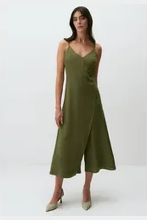 Jimmy Key Jumpsuit Leinen Jumpsuit mit V-Ausschnitt Träger braun S