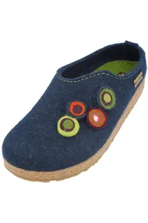 Haflinger Grizzly Kanon Filzclog aus reinem Wollfilz Unisex Hausschuh blau 38 EU